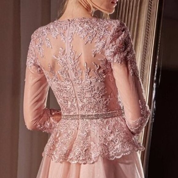 Dusty Rose formal dress. three quarter long sleeve mother of the bride/groom - Picture 5 of 6